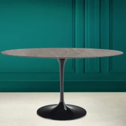 Viadurini Living Tulip Tische|Esstisch Oval-Tulpentisch Eero Saarinen H 74 Oval aus Keramik Pietra Grau Made in Italy - Scharlachrot