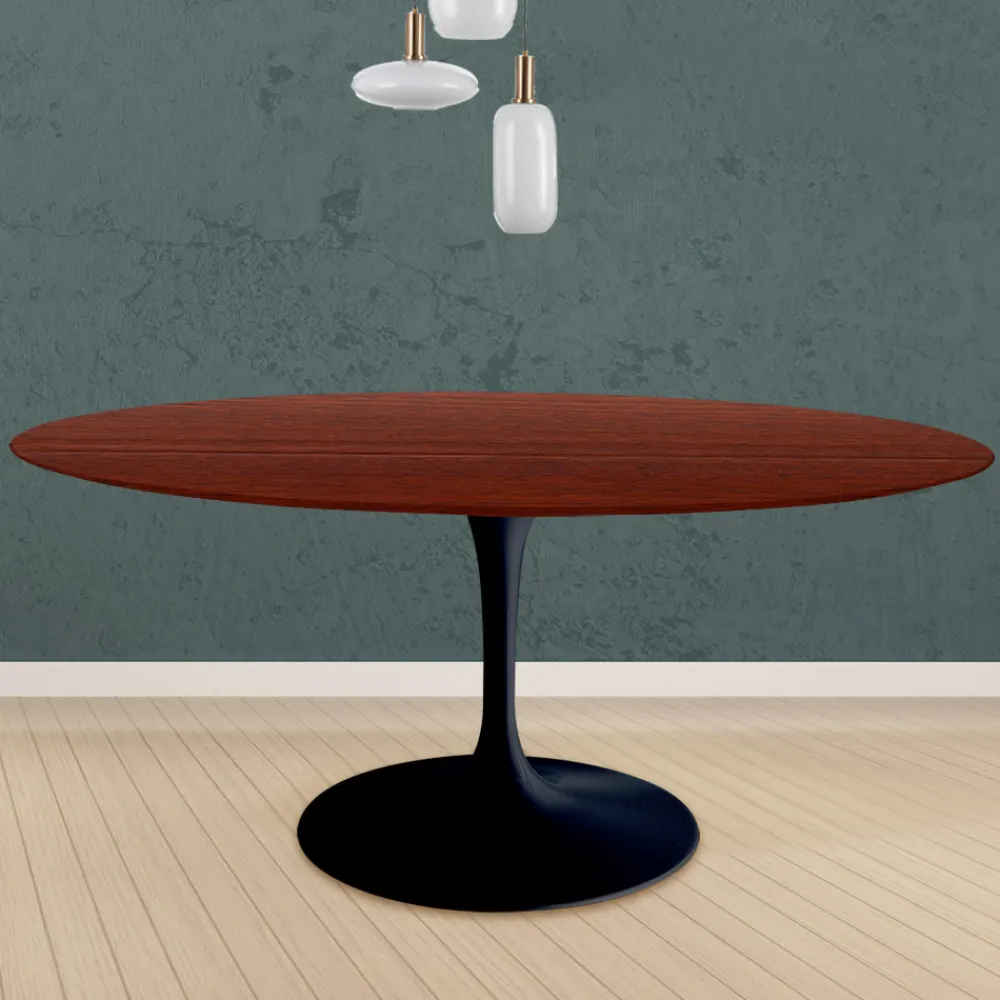 Viadurini Living Tulip Tische|Runde Tische-Tulpentisch Eero Saarinen H 74 Rund in Eiche gebeizt Palisander Made in Italy - Scharlachrot