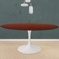 Viadurini Living Tulip Tische|Runde Tische-Tulpentisch Eero Saarinen H 74 Rund in Eiche gebeizt Palisander Made in Italy - Scharlachrot