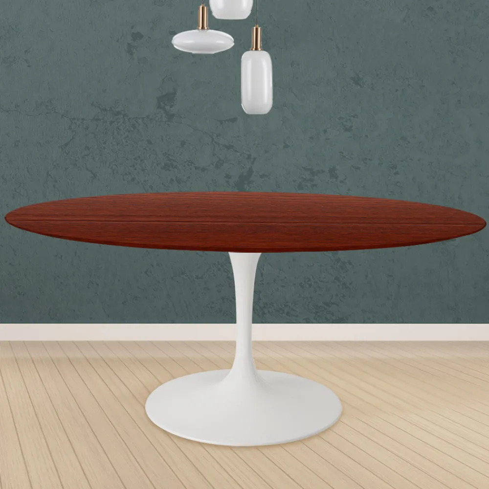 Viadurini Living Tulip Tische|Runde Tische-Tulpentisch Eero Saarinen H 74 Rund in Eiche gebeizt Palisander Made in Italy - Scharlachrot