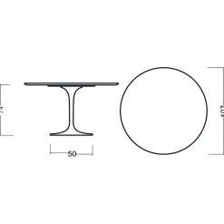 Viadurini Living Tulip Tische|Runde Tische-Tulpentisch Eero Saarinen H 74 Rund in Eiche gebeizt Palisander Made in Italy - Scharlachrot