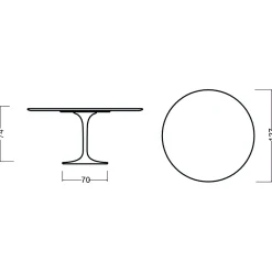 Viadurini Living Tulip Tische|Runde Tische-Tulpentisch Eero Saarinen H 74 Rund in Eiche gebeizt Palisander Made in Italy - Scharlachrot