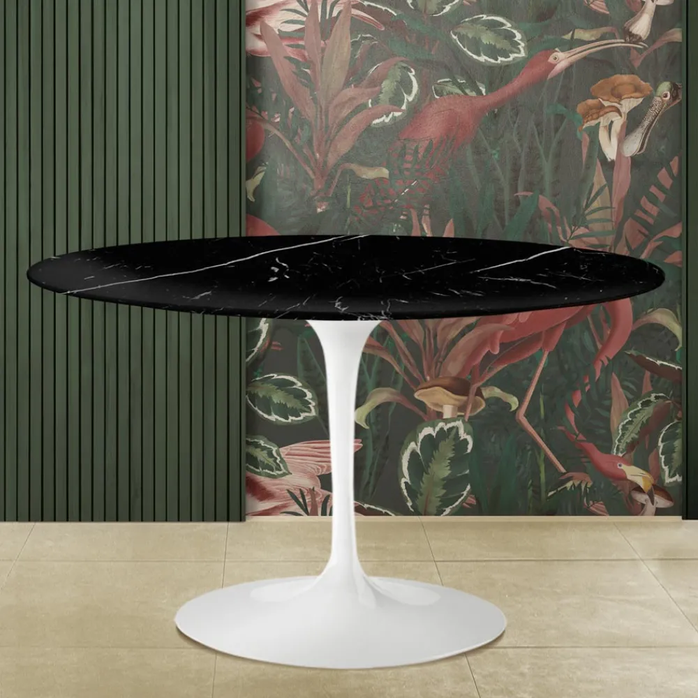 Viadurini Living Runde Tische|Esstische-Tulpentisch Saarinen H 74 mit runder Platte aus schwarzem Marquinia-Marmor Made in Italy - Scharlachrot