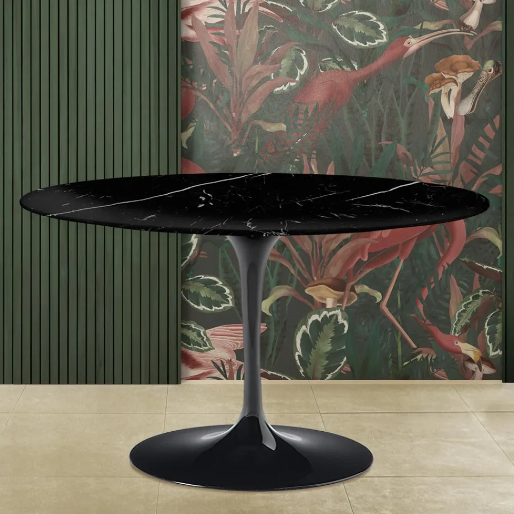 Viadurini Living Runde Tische|Esstische-Tulpentisch Saarinen H 74 mit runder Platte aus schwarzem Marquinia-Marmor Made in Italy - Scharlachrot