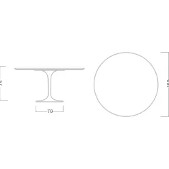 Viadurini Living Runde Tische|Esstische-Tulpentisch Saarinen H 74 mit runder Platte aus schwarzem Marquinia-Marmor Made in Italy - Scharlachrot
