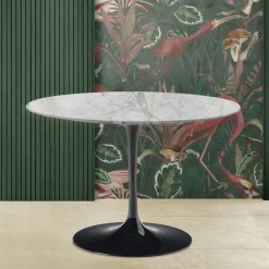 Viadurini Living Tulip Tische|Runde Tische-Tulpentisch Saarinen H 74 mit runder Platte aus Arabescato-Marmor Made in Italy - Scharlachrot