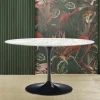 Viadurini Living Tulip Tische|Esstisch Oval-Tulpentisch Saarinen H 74 mit ovaler Platte aus Carrara-Marmor Made in Italy - Scharlachrot