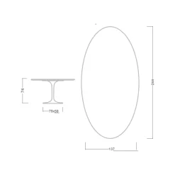 Viadurini Living Tulip Tische|Esstisch Oval-Tulpentisch Saarinen H 74 mit ovaler Platte aus Carrara-Marmor Made in Italy - Scharlachrot