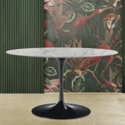 Viadurini Living Tulip Tische|Esstisch Oval-Tulpentisch Saarinen H 74 Oval aus Carrara-Marmor Statuarietto Made in Italy - Scharlachrot