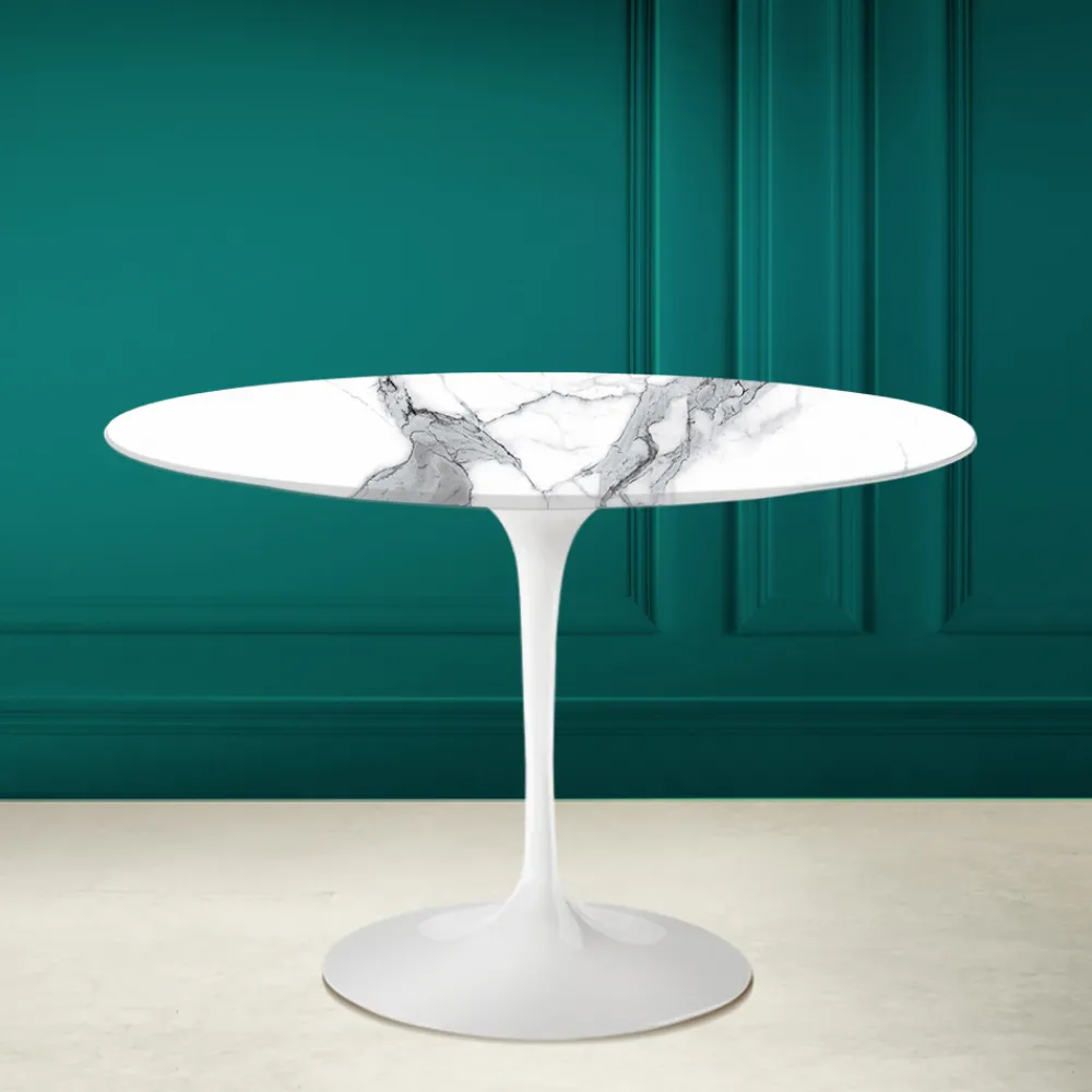 Viadurini Living Tulip Tische|Runde Tische-Tulpentisch Saarinen H 73 Rund Keramik Statuario Altissimo Made in Italy - Scharlachrot