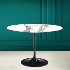 Viadurini Living Tulip Tische|Runde Tische-Tulpentisch Saarinen H 73 Rund Keramik Statuario Altissimo Made in Italy - Scharlachrot