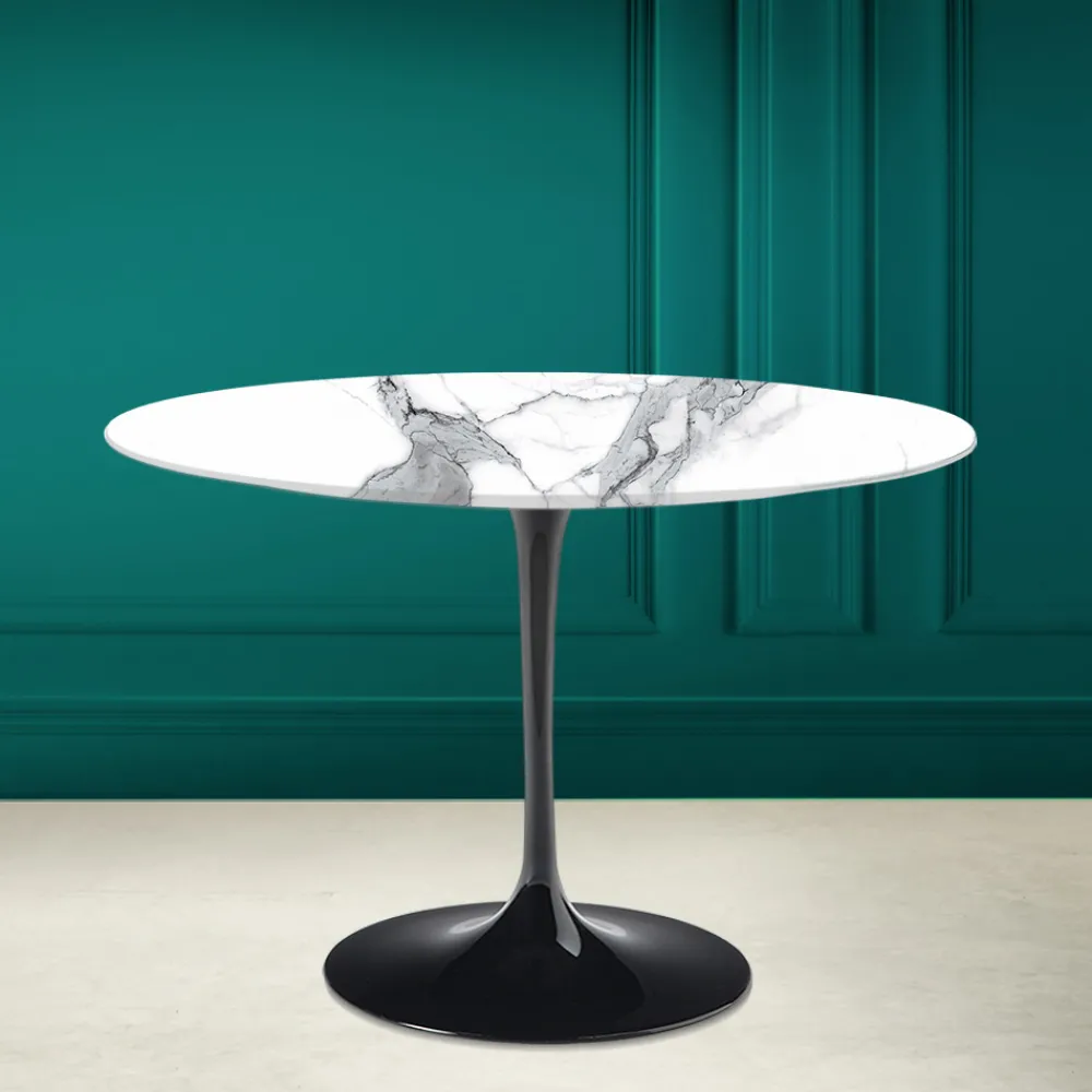 Viadurini Living Tulip Tische|Runde Tische-Tulpentisch Saarinen H 73 Rund Keramik Statuario Altissimo Made in Italy - Scharlachrot