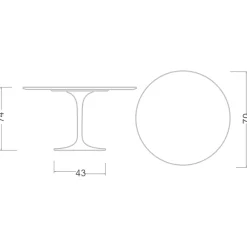 Viadurini Living Tulip Tische|Runde Tische-Tulpentisch Saarinen H 73 Rund Keramik Statuario Altissimo Made in Italy - Scharlachrot