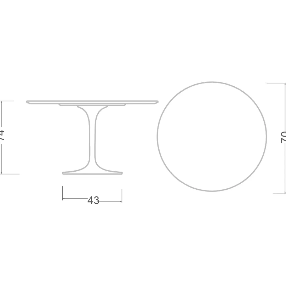 Viadurini Living Tulip Tische|Runde Tische-Tulpentisch Saarinen H 73 Rund Keramik Statuario Altissimo Made in Italy - Scharlachrot