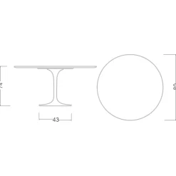 Viadurini Living Tulip Tische|Runde Tische-Tulpentisch Saarinen H 73 Rund Keramik Statuario Altissimo Made in Italy - Scharlachrot