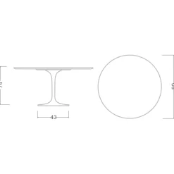 Viadurini Living Tulip Tische|Runde Tische-Tulpentisch Saarinen H 73 Rund Keramik Statuario Altissimo Made in Italy - Scharlachrot