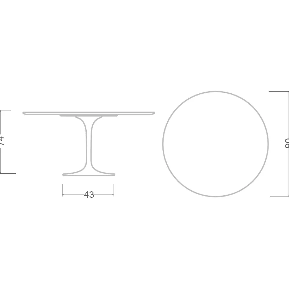 Viadurini Living Tulip Tische|Runde Tische-Tulpentisch Saarinen H 73 Rund Keramik Statuario Altissimo Made in Italy - Scharlachrot