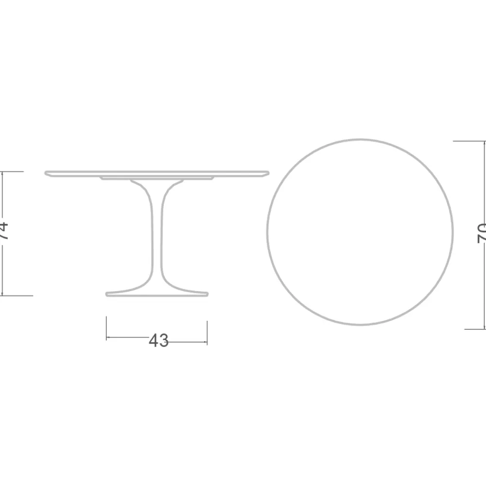 Viadurini Living Tulip Tische|Runde Tische-Tulpentisch Saarinen H 73 Rund aus Keramik Absolut Weiß Made in Italy - Scharlachrot