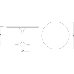 Viadurini Living Tulip Tische|Runde Tische-Tulpentisch Saarinen H 73 Rund aus Keramik Marquinia Made in Italy - Scharlachrot