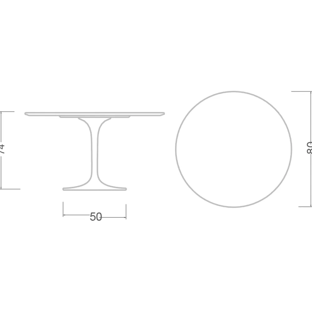 Viadurini Living Tulip Tische|Runde Tische-Tulpentisch Saarinen H 73 Rund aus Keramik Marquinia Made in Italy - Scharlachrot