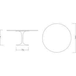 Viadurini Living Tulip Tische|Runde Tische-Tulpentisch Saarinen H 73 Rund Keramik Noir Laurent Made in Italy - Scharlachrot