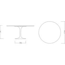 Viadurini Living Tulip Tische|Runde Tische-Tulpentisch Saarinen H 73 Rund Keramik Noir Laurent Made in Italy - Scharlachrot