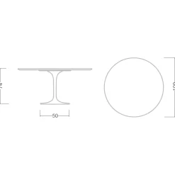 Viadurini Living Tulip Tische|Runde Tische-Tulpentisch Saarinen H 73 Rund in Statuary Keramik Vollader Made in Italy - Scharlachrot