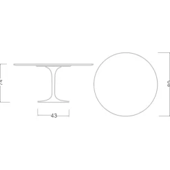 Viadurini Living Tulip Tische|Runde Tische-Tulpentisch Saarinen H 73 Rund aus absolut schwarzer Keramik Made in Italy - Scharlachrot