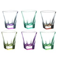 Viadurini Kitchen Italienisches Kristallgeschirr-Tumbler Low Trinkgläser in Öko-farbigem Kristall 12 Stück - Amalgam