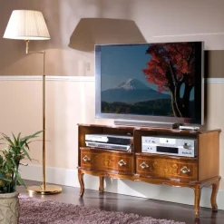 Viadurini Classic Tv-Möbel-TV-Möbel aus Holz 2 Schubladen Klassischer Stil Made in Italy - Prince