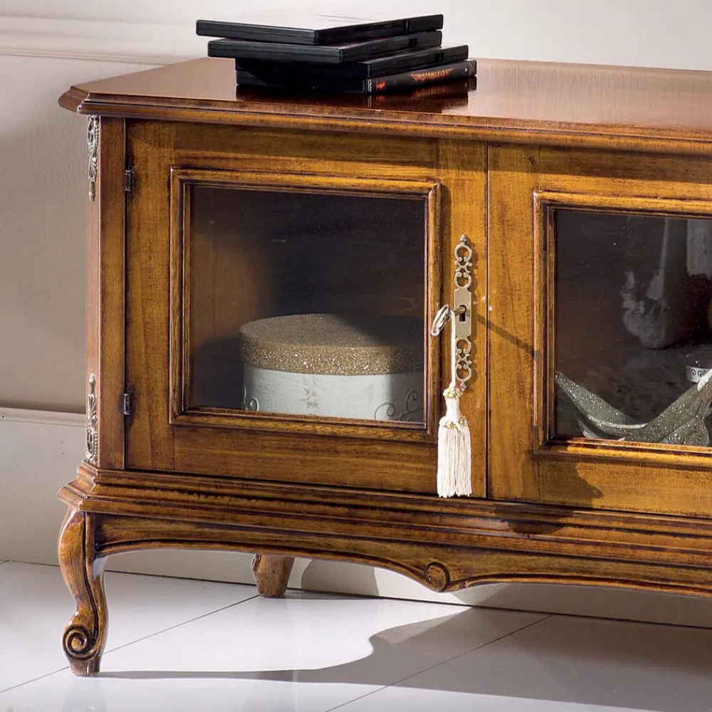 Viadurini Classic Tv-Möbel-TV-Möbel aus Holz im klassischen Stil mit Glastüren Made in Italy - Richard
