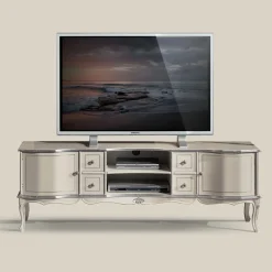 Viadurini Classic Tv-Möbel-TV-Möbel Wohnzimmer Weiß und Silber Holz Made in Italy - Windsor