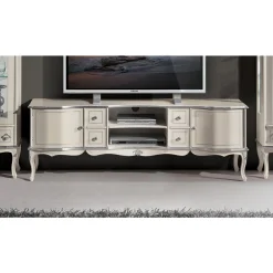 Viadurini Classic Tv-Möbel-TV-Möbel Wohnzimmer Weiß und Silber Holz Made in Italy - Windsor