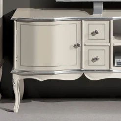 Viadurini Classic Tv-Möbel-TV-Möbel Wohnzimmer Weiß und Silber Holz Made in Italy - Windsor