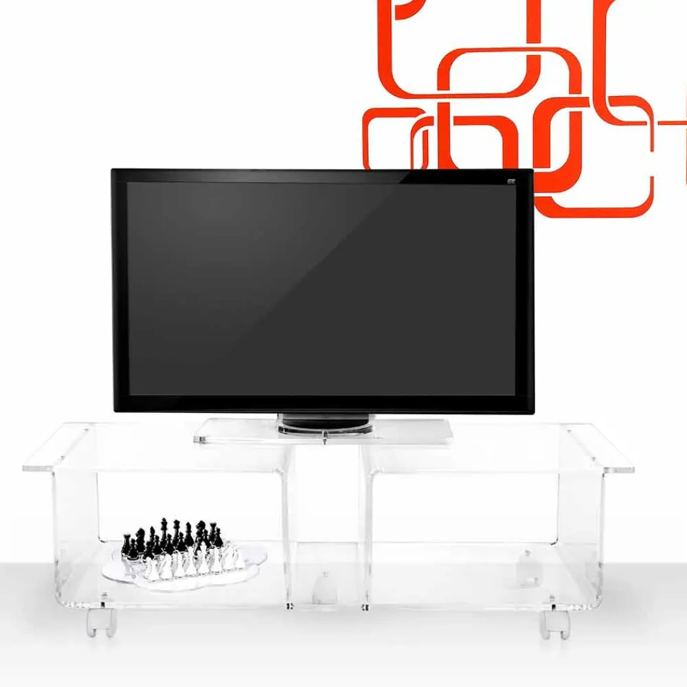 Viadurini Living Tv-Möbel-TV-Schrank im modernen Design aus transparentem Plexiglas Mago Double