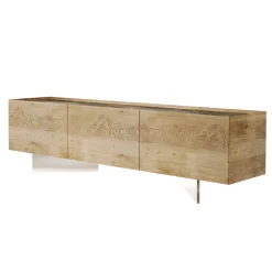 Viadurini Living Tv-Möbel-TV-Schrank mit 3 Türen mit Sockel aus gehärtetem Glas Made in Italy - Soraya