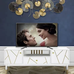 Viadurini Living Tv-Möbel-TV-Schrank mit Struktur aus weißem Mdf mit 2 Türen und Schublade - Nunzio