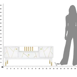 Viadurini Living Tv-Möbel-TV-Schrank mit Struktur aus weißem Mdf mit 2 Türen und Schublade - Nunzio