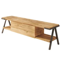 Viadurini Living Tv-Möbel-TV-Ständer aus geknotetem Eichenholz und Metall Made in Italy - Jennifer