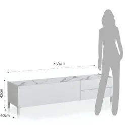 Viadurini Living Tv-Möbel-TV-Ständer aus Holz mit 1 Tür und 2 Schubladen – Tantalo
