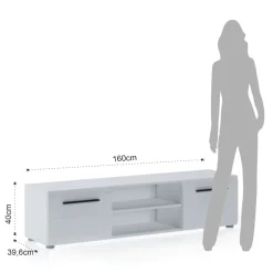Viadurini Living Tv-Möbel-TV-Ständer in weißer Ausführung mit 2 Türen und 1 offenem Fach – Selenio