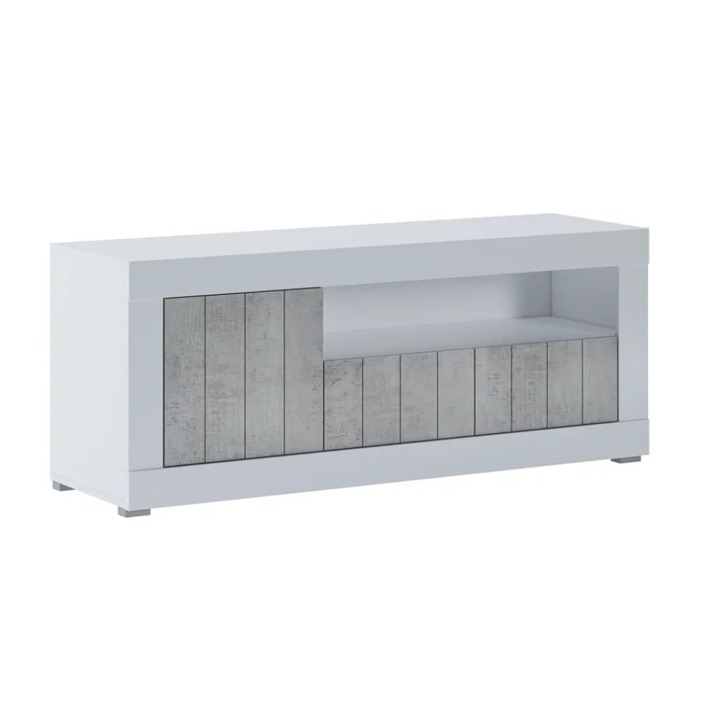 Viadurini Living Tv-Möbel-TV-Ständer mit 1 Tür und 1 Holzkorb – Samario