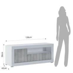 Viadurini Living Tv-Möbel-TV-Ständer mit 1 Tür und 1 Holzkorb – Samario