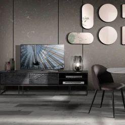 Viadurini Living Tv-Möbel-TV-Ständer mit 2 Türen und einem offenen Fach mit Ablage – Platin