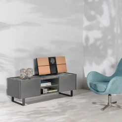 Viadurini Living Sideboards-TV-Ständer mit Keramikplatte in Marmoroptik, 2 Türen und 2 offenen Fächern – Clak