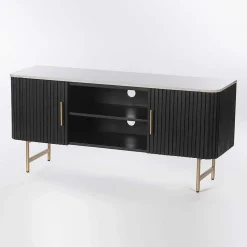 Viadurini Living Tv-Möbel-TV-Ständer mit Marmorplatte und Mangoholzrahmen - Fisherman