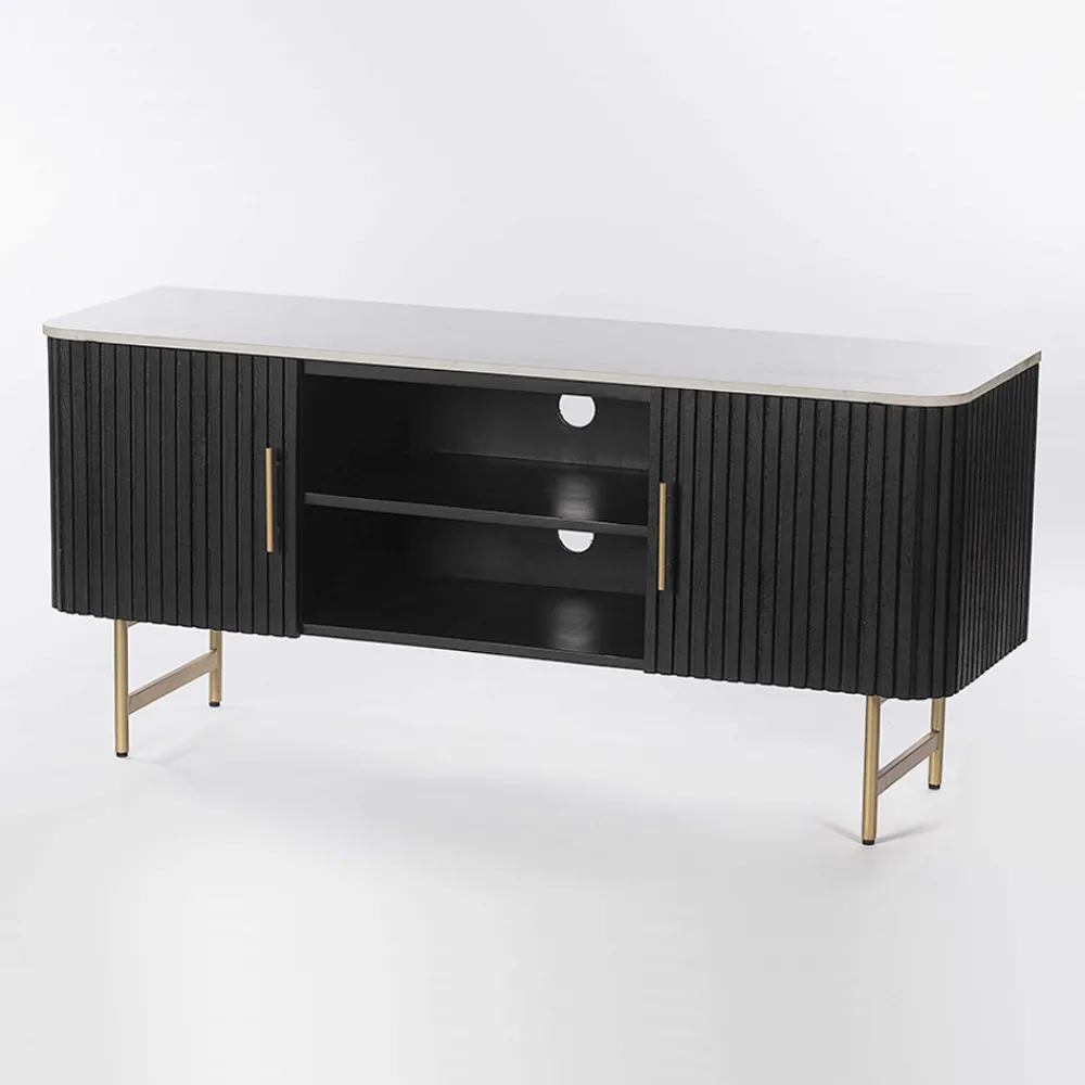 Viadurini Living Tv-Möbel-TV-Ständer mit Marmorplatte und Mangoholzrahmen - Fisherman