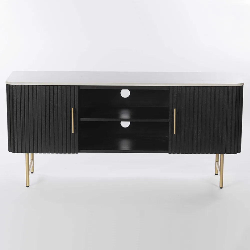 Viadurini Living Tv-Möbel-TV-Ständer mit Marmorplatte und Mangoholzrahmen - Fisherman