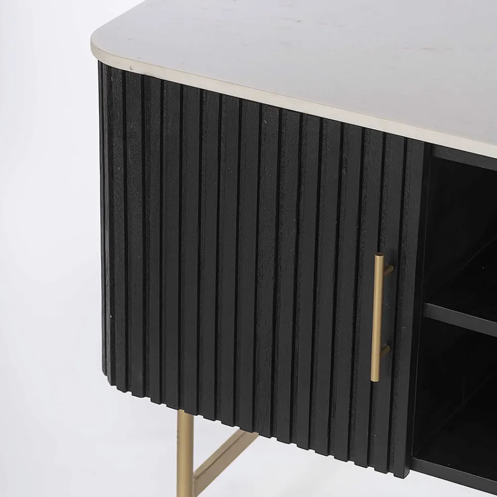 Viadurini Living Tv-Möbel-TV-Ständer mit Marmorplatte und Mangoholzrahmen - Fisherman