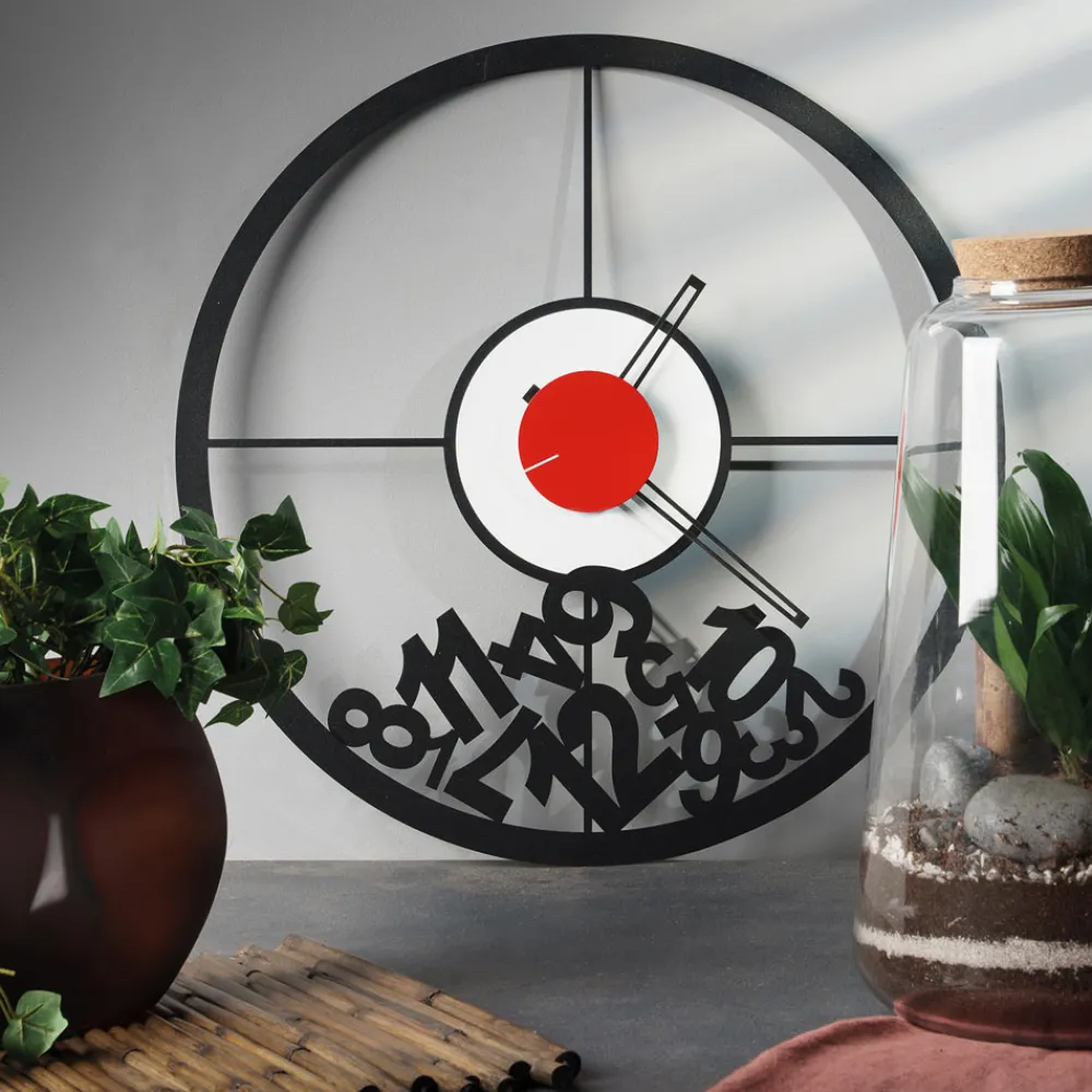 Viadurini Time Design Wanduhren-Uhr aus Eisen mit gefallenen Zahlen, hergestellt in Italien – Widder